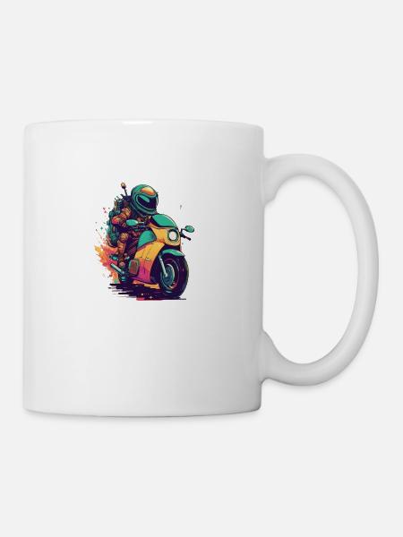 Cool colorful motorcycle print - Mug - white