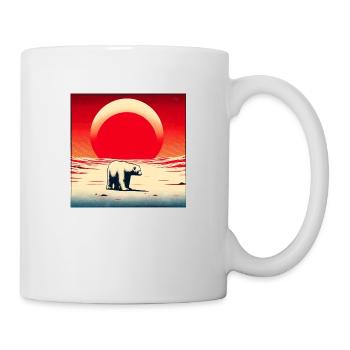 Eisbär vor roter Sonne - Tasse - Weiß - Rechts