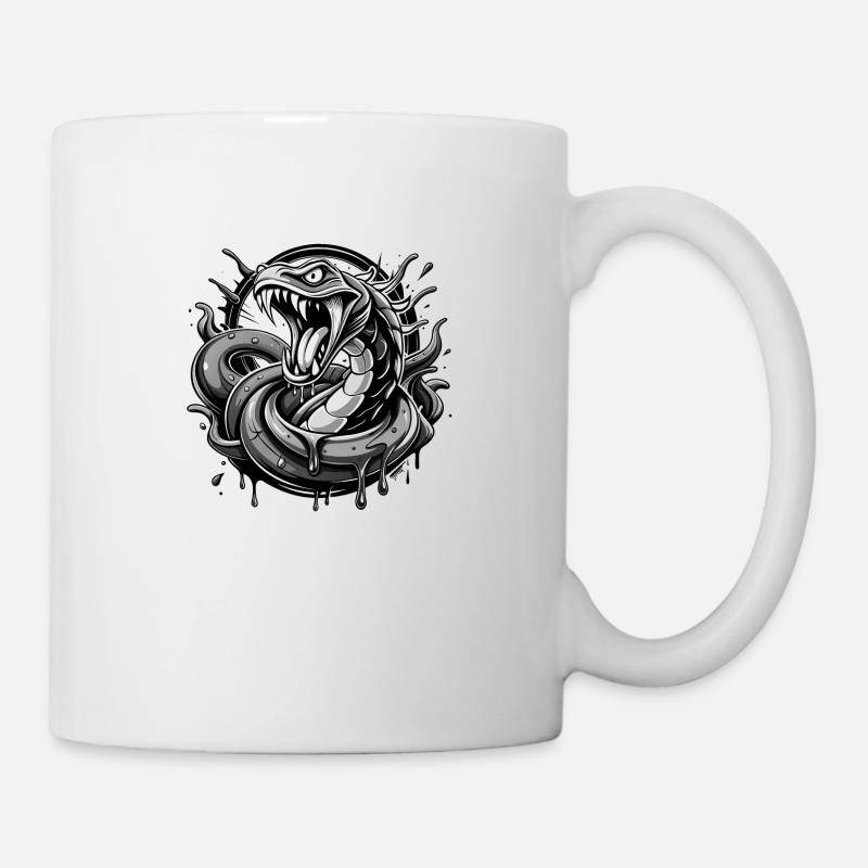 snake black and wihte - Tasse - Weiß