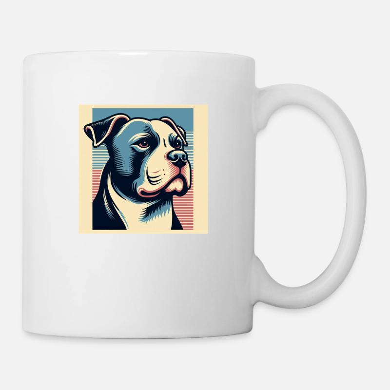 Pitbull portrait in risography vector style - Mug - white