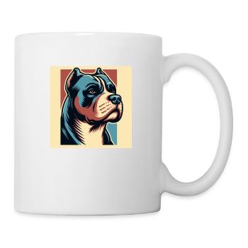 Powerful Pitbull Portrait in Risograph Vector - Mug - white - Right