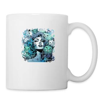 Schöne weibliche Malkunst Gesicht bunte Frau - Tasse - Weiß - Rechts