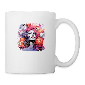 Schöne weibliche Malkunst Gesicht bunte Frau - Tasse - Weiß - Rechts