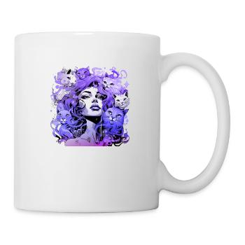 Schöne weibliche Malkunst Gesicht bunte Frau - Tasse - Weiß - Rechts