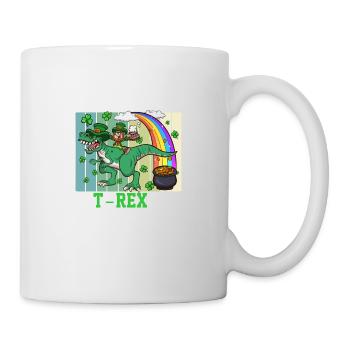 Happy Saint Pat-Rex Day Leprechaun With T-Rex - Mug - white - Right