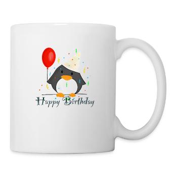 Pingouin « Joyeux anniversaire » - Mug blanc - blanc - Droite