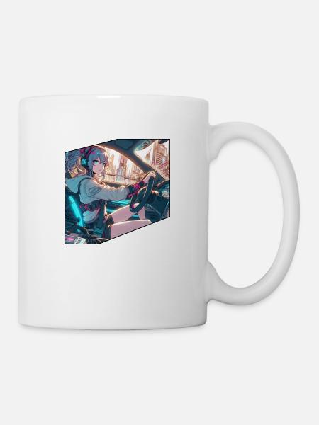 Manga CyberPunk Girl - Tasse - Weiß