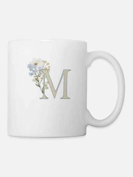 M with flowers - Mug - white