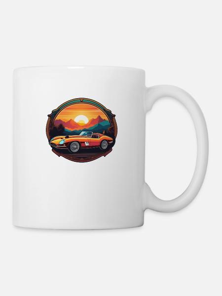 voiture vintage couché de soleil - Mug blanc - blanc