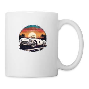 voiture vintage couché de soleil - Mug blanc - blanc - Droite