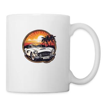 voiture vintage couché de soleil - Mug blanc - blanc - Droite