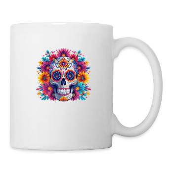 Farbenfroher mexikanischer Totenkopf - Tasse - Weiß - Rechts