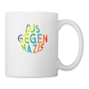 DJs gegen Nazis rundes Logo Regenbogen Design - Tasse - Weiß - Rechts