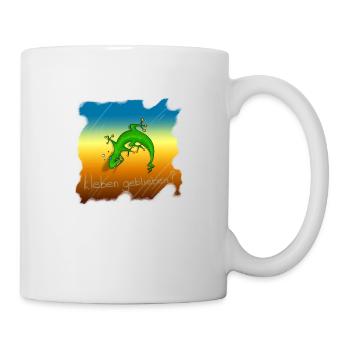 Gecko "kleben geblieben" - Tasse - Weiß - Rechts