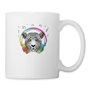 DJ Leopard with Headphones - Neon Colors - Music - Mug - white - Right