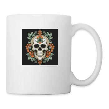 Crâne avec des roses - Mug blanc - blanc - Droite