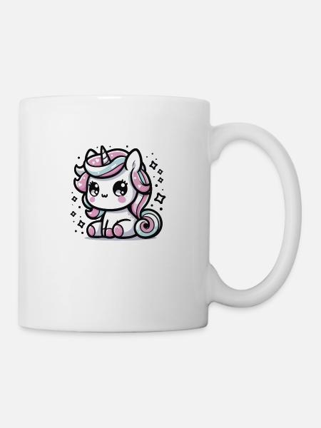 Mignonne petite licorne Kawaii Style 1 - Mug blanc - blanc