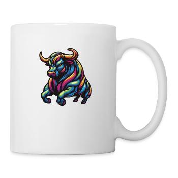 Farbenfroher wütender Stier 2 - Tasse - Weiß - Rechts