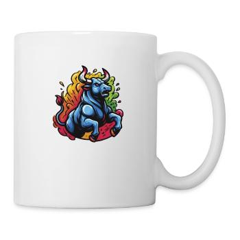 Taureau enragé coloré - 1 - Mug blanc - blanc - Droite