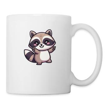 Mignon raton laveur kawaii dansant et souriant - Mug blanc - blanc - Droite