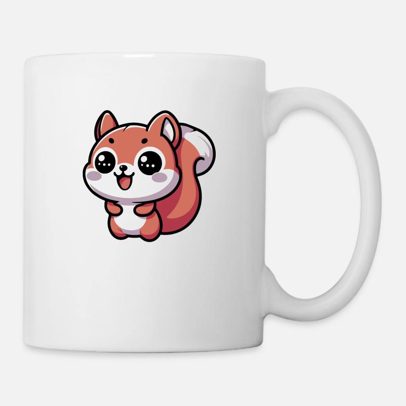 Nussig Das glückliche Kawaii-Eichhörnchen - 2 - Tasse - Weiß