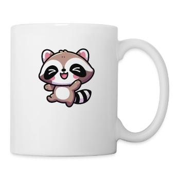 Niedlicher Kawaii Glücklicher Waschbär - Tasse - Weiß - Rechts