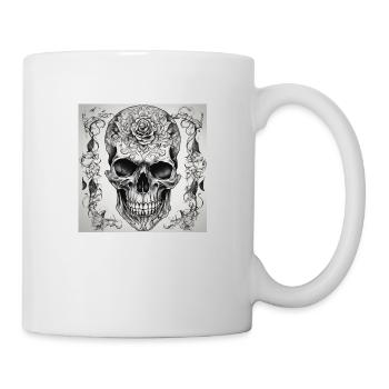 Skull with rose - Tasse - Weiß - Rechts