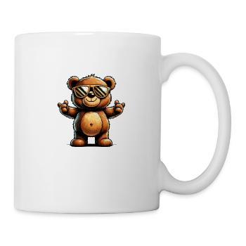 Teddybär mit Sonnenbrille cool - Tasse - Weiß - Rechts