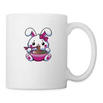 Kawaii Niedliches Kaninchen Essen Ramen - Tasse - Weiß - Rechts