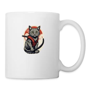 Chat samouraï - Mug blanc - blanc - Droite
