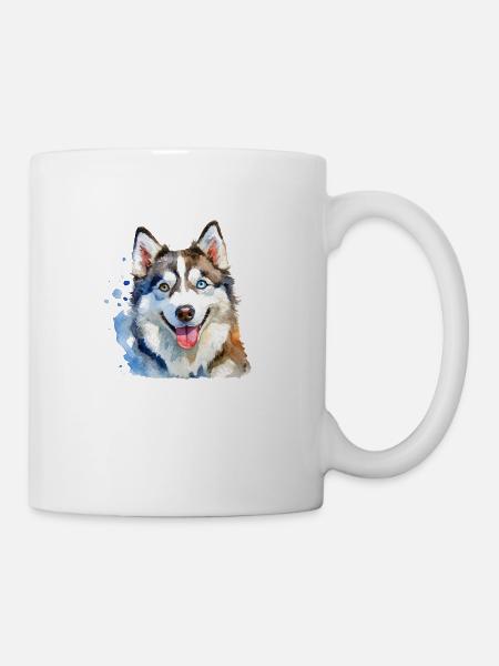 Husky mit zweifarbige Augen - Tasse - Weiß