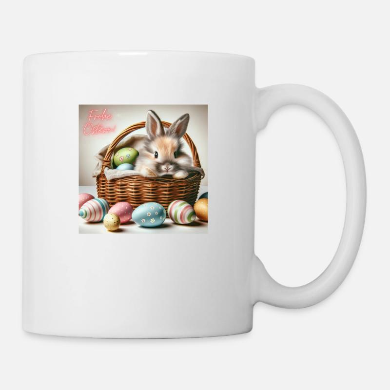 A cute bunny in a basket - Mug - white