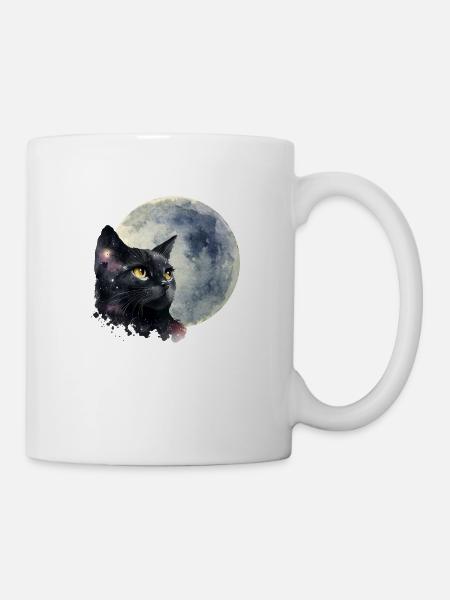 Chat de la lune - Mug blanc - blanc