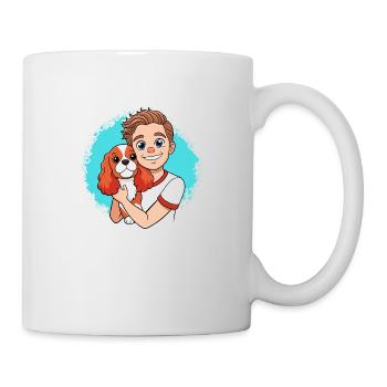 Cavalier King Charles Spaniel Cuddling with Human - Mug - white - Right