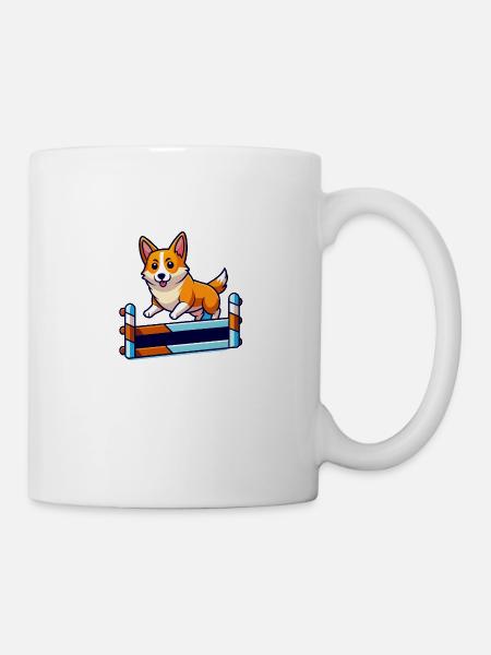Determined Corgi Agility Course Art - Mug - white