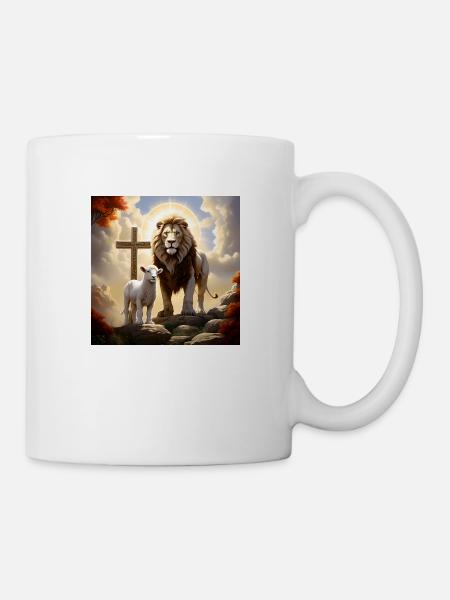 A strong Lion and a Lamb 2 - Mug - white
