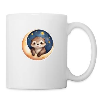 Otter sitzt im Mond - Tasse - Weiß - Rechts