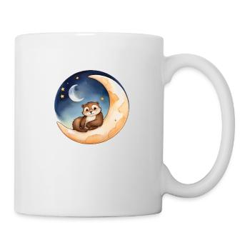 Otter sitzt im Mond - Tasse - Weiß - Rechts