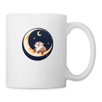 Otter sitzt im Mond - Tasse - Weiß - Rechts