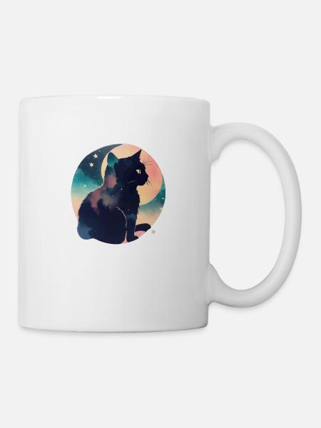 Katze in den Sternen - Tasse - Weiß