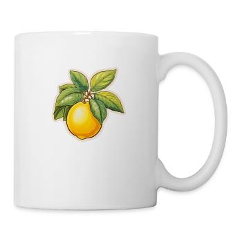 Zitrone mit Blatt - Tasse - Weiß - Rechts