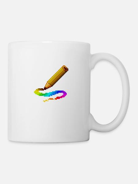 Regenbogen-Bleistift-Farb-Aktzeichnungsillustration - Tasse - Weiß