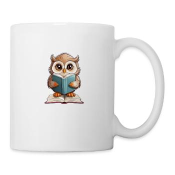 Eule lesen Bücher - Tasse - Weiß - Rechts