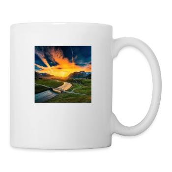 Landschaft mit Sonnenuntergang - Tasse - Weiß - Rechts