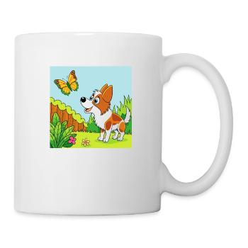 Curious Papillon Investigating a Butterfly - Mug - white - Right