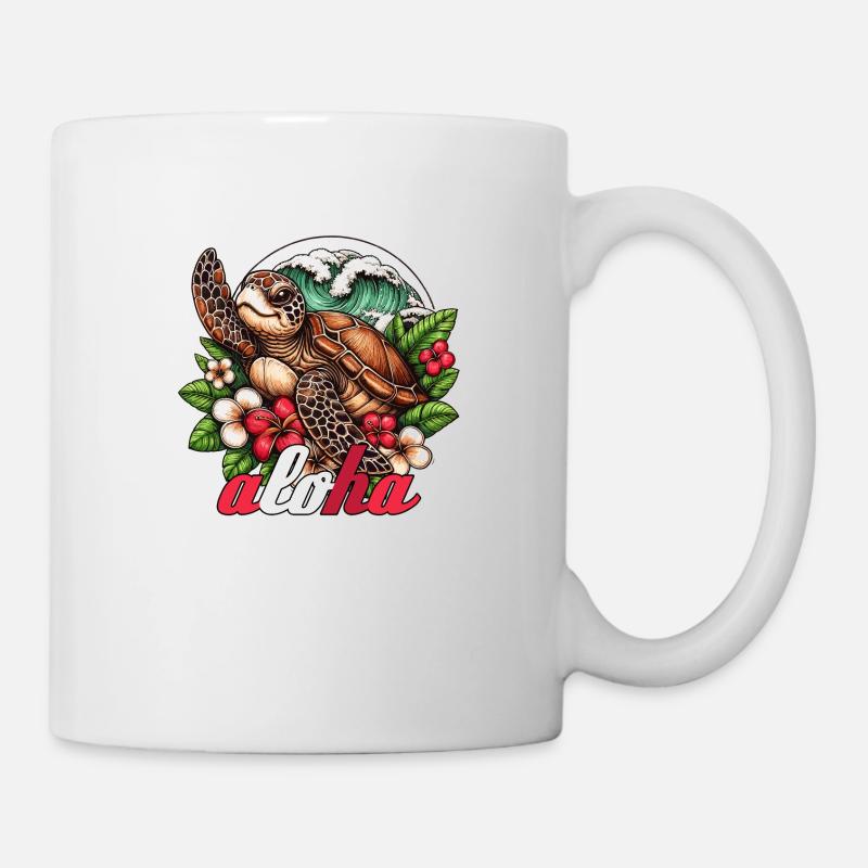 Aloha tortue Hawaï cadeau - Mug blanc - blanc
