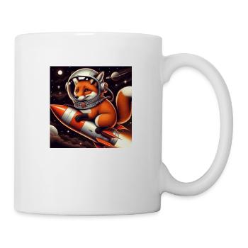 Fuchs auf der Rakete - Tasse - Weiß - Rechts