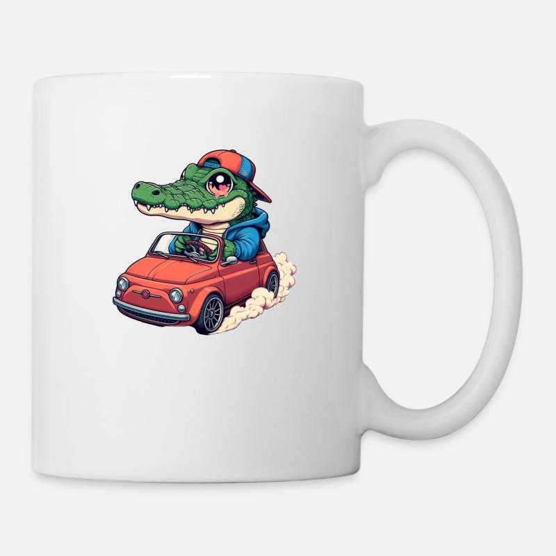 Krokodil-Auto - Tasse - Weiß