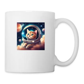 Niedliche Katze im Weltraum - Tasse - Weiß - Rechts