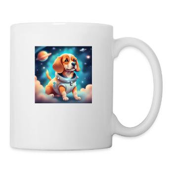 Niedlicher Hund im Weltraum - Tasse - Weiß - Rechts
